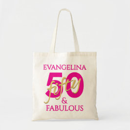 Bolsa Tote 50th Birthday Custom Name 50 and Fabulous