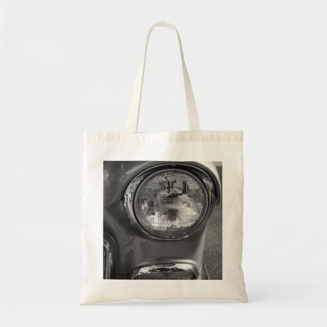 Bolsa Tote 55 Chevy Headlight Grayscale (Frente)
