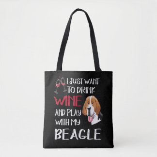 Bolsa Tote 5 Beba Vinho E Jogue Com Meu Beagle