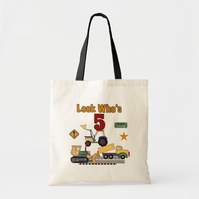 Bolsa Tote 5 de Construção Camisetas de aniversário e present (Frente)