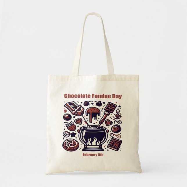 Bolsa Tote 5 de Fev - Dia de Fondue de Chocolate (Frente)