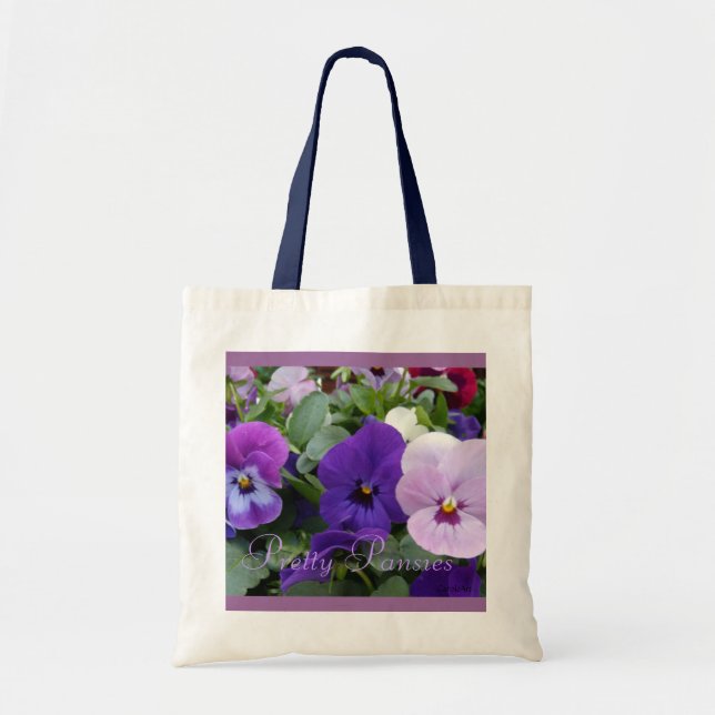 Bolsa Tote 5 Pansies roxos do azul da lavanda (Frente)
