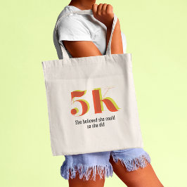 Bolsa Tote 5k Race Executando Celebração Amarelo Negrito Text