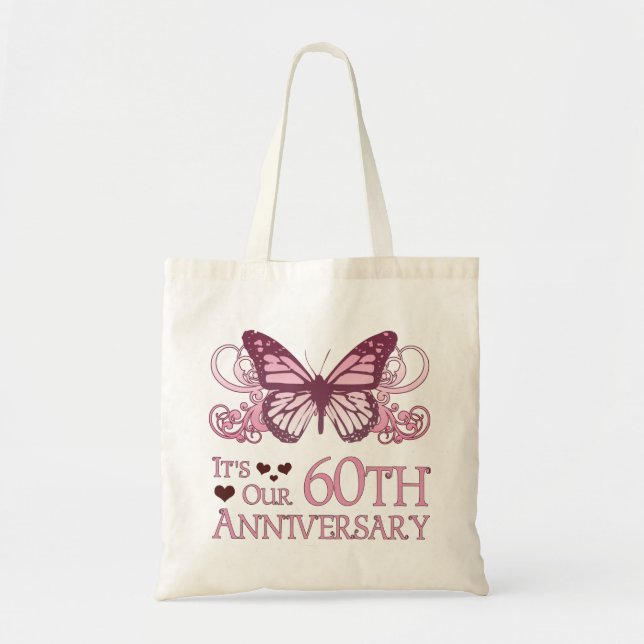 Bolsa Tote 60.o Aniversário de Casamento (Borboleta) (Frente)