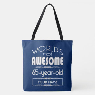 Bolsa Tote 65th Do aniversário dos mundos azul escuro