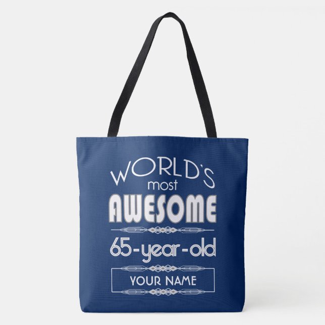 Bolsa Tote 65th Do aniversário dos mundos azul escuro (Frente)