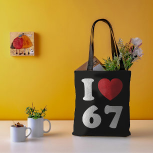 Bolsa Tote 67 Meme Engraçado Eu Amo Seis Sete 67º aniversário