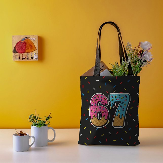 Bolsa Tote 67 Meme Sorvete Engraçado, 6 Sete Gen Alpha (Criador carregado)