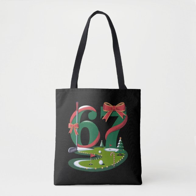 Bolsa Tote 6 7 Seis Sete Golfe Geração Z Alpha Meme Natal Gol (Frente)