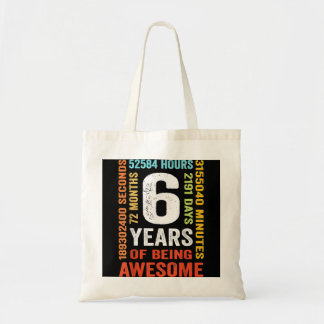 Bolsa Tote 6 Aniversário Com 6 Anos De Idade, Retro 72 Meses
