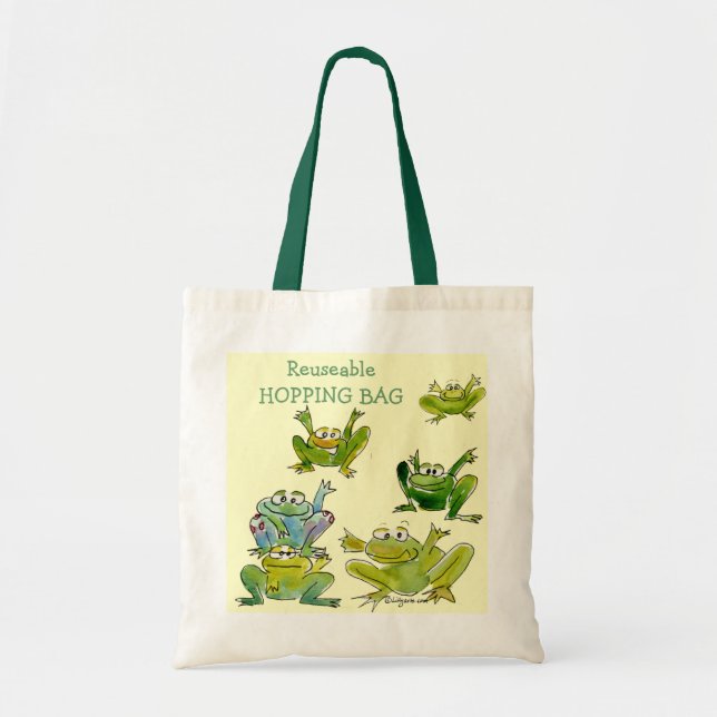 Bolsa Tote 6 sapos engraçados dos desenhos animados vão o (Frente)