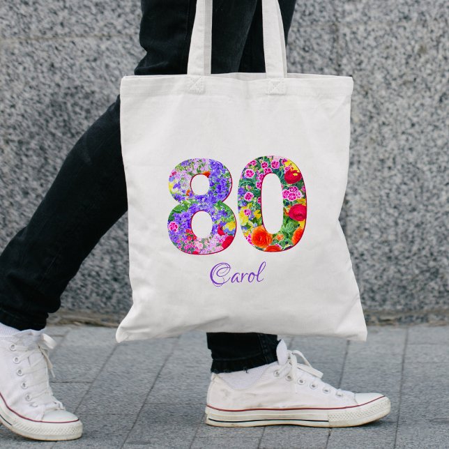 Bolsa Tote 80 Birthday Friend Gift - Nome Floral 80 Anos (Criador carregado)