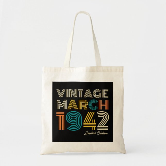 Bolsa Tote 80 Birthday Vintage março de 1942 (Frente)