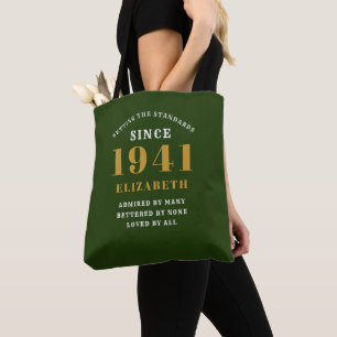 Bolsa Tote 80 personalizado Aniversário 1941 Elegante Verde-C