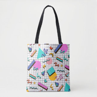 Bolsa Tote 80s Brilhante Verificado: Vintage Geométrico.