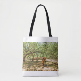 Bolsa Tote 8216-Wild Mustang Cavalos Sob Árvores