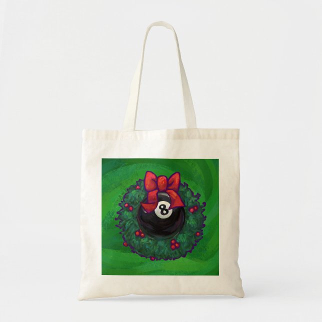 Bolsa Tote 8 Ball Christmas Wreath Green (Frente)