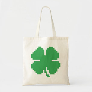 Bolsa Tote 8 Bits Pixel Sortudo Quatro Folha