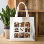 Bolsa Tote 8 Monograma personalizado de colagem de fotos pret<br><div class="desc">Você pode usar fotos do Instagram para este design. Use 8 fotos quadradas para criar um presente exclusivo e pessoal. Ou você pode ficar com o filhote hipster e fazer uma moda. Se precisar ajustar as fotos,  clique na ferramenta personalizar para fazer alterações.</div>