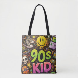 Bolsa Tote 90s Kids Grunge Seamless Pattern: Pizza, Skeletons