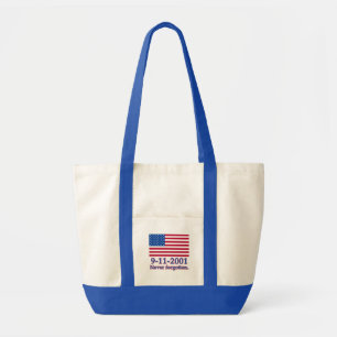 Bolsa Tote 9-11-2001 camiseta nunca esquecido, botões