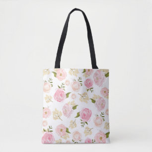 Bolsa Tote A aguarela romântica cora teste padrão floral da