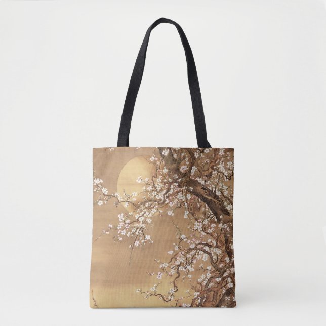 Bolsa Tote A ameixa japonesa floresce à lua (Frente)
