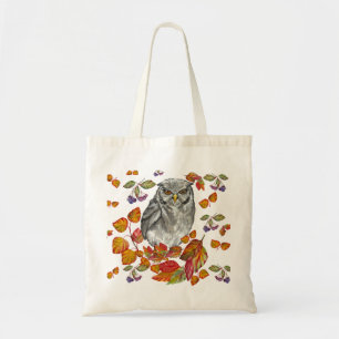 Bolsa Tote A aquarela cai em lindas corujas e folhas
