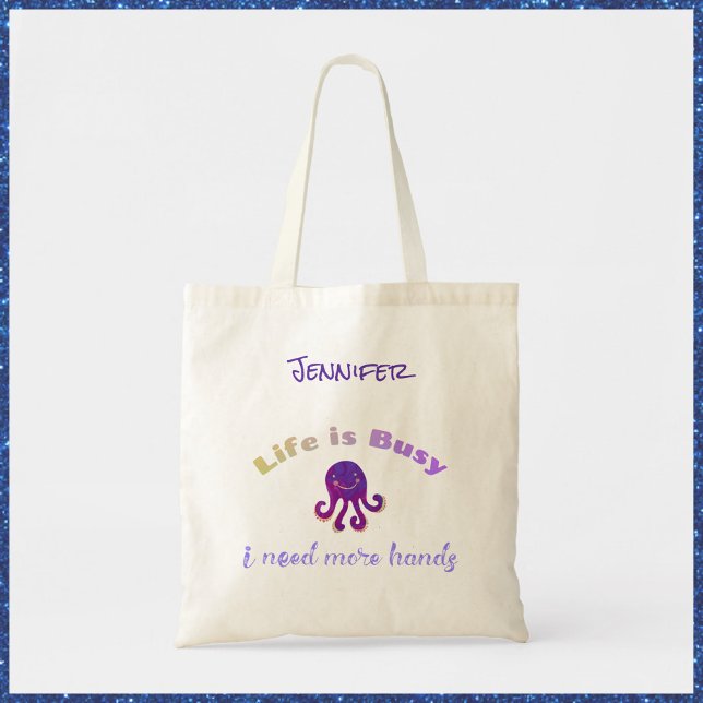Bolsa Tote A AUTONOMIA DO Octopus Roxo É OCUPADA (Criador carregado)