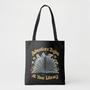 Bolsa Tote A Aventura Começa na Sua Biblioteca Leitura de Ver