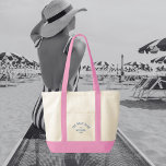 Bolsa Tote A Bachelorette Blue Custom Crest do Bach Club<br><div class="desc">As bolsas de tote do Bach Club são perfeitas para a sua festa de solteira do tema clube de praia. Crescente do clube de praia personalizada, de cor azul, com torneiras rosa. Personalize com os detalhes da sua solteira... ano, praia e destino. Perfeito para uma festa de solteira de tema...</div>