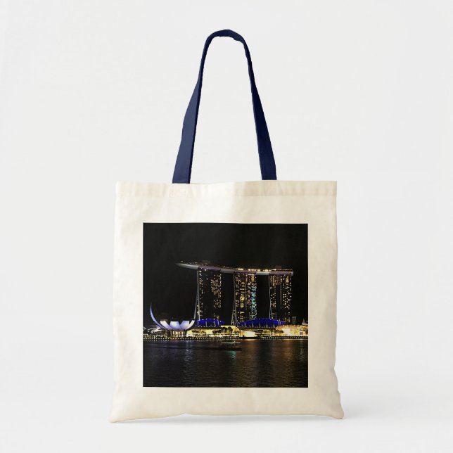 Bolsa Tote A Baía de Cingapura Marina Areia #1 Toalha (Frente)