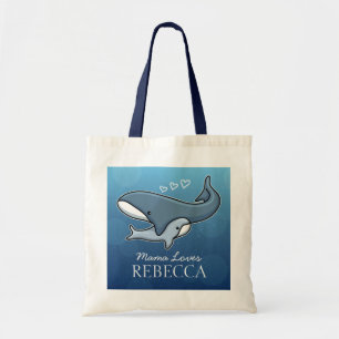 Bolsa Tote A baleia bonito personalizada do bebê da mamã,