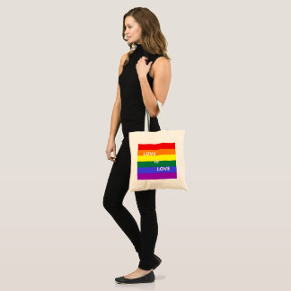 Bolsa Tote A bandeira do arco-íris do orgulho é amor, saco do