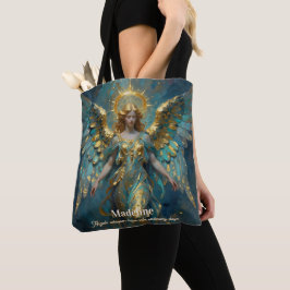 Bolsa Tote A Beautiful Gold and Turquoise Angel Personalized