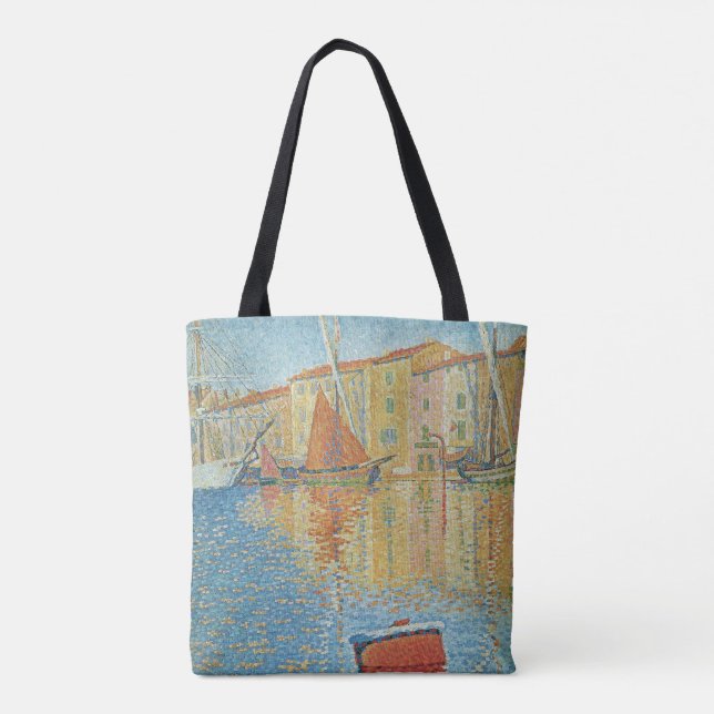 Bolsa Tote A Boia Vermelha de Paul Signac, Pointilismo Vintag (Verso)