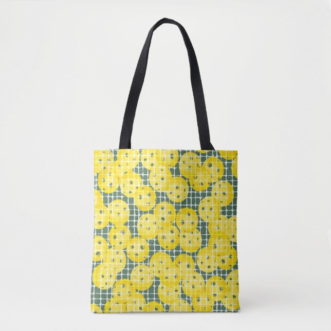 Bolsa Tote A bola é a vida - Amarelo em verde (Frente)