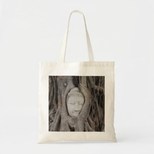 Bolsa Tote A cabeça de Tailândia de Buddha cercou por árvo