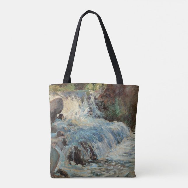Bolsa Tote A cachoeira de Twachtman, Impressionismo Vintage (Verso)