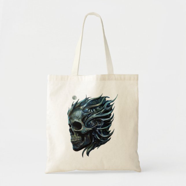 Bolsa Tote A Chama da Vida: Um Design de Caveira. (Frente)