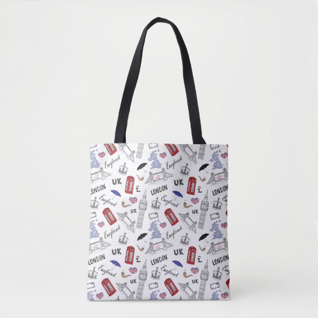 Bolsa Tote A cidade de Londres Doodles o teste padrão (Frente)