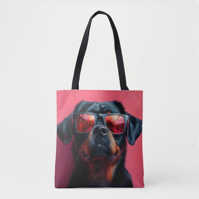 Bolsa Tote A cool rottweiler with sunglasses (Frente)