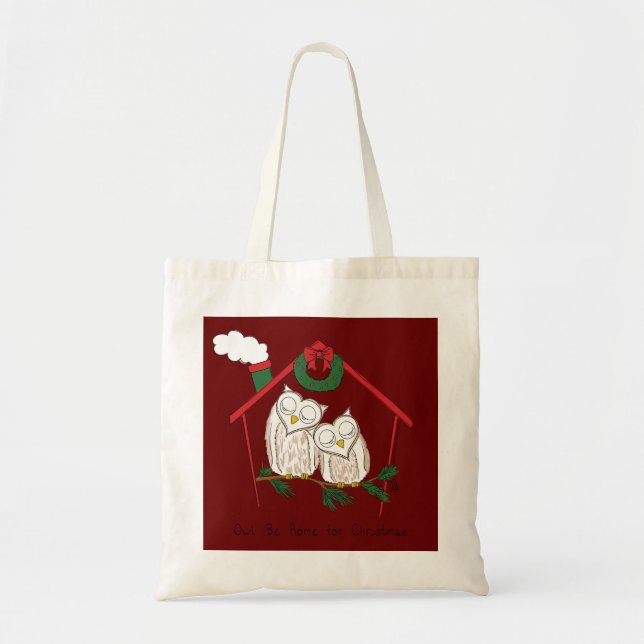 Bolsa Tote A Coruja De Natal É Bonita Em Casa (Frente)
