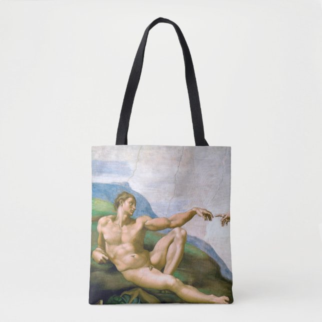 Bolsa Tote A Criação de Adão, Michelangelo, 1508-1512 (Frente)