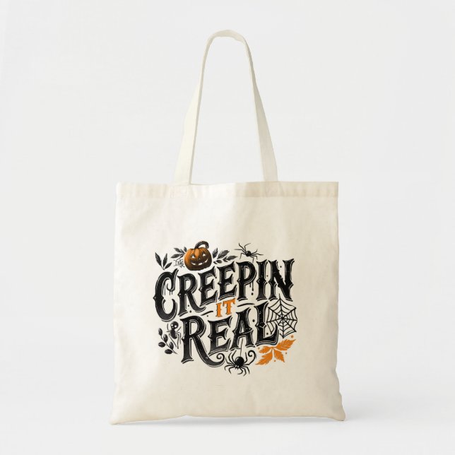 Bolsa Tote A Criar Design De Verdadeiro Halloween (Frente)