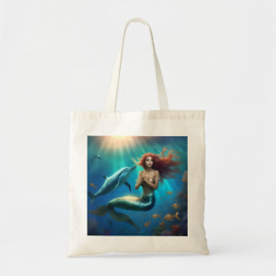 Bolsa Tote "A Dança do Oceano: A Viagem de uma Sereia e Golfi