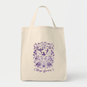 Bolsa Tote A esperança cresce - Lavanda Linocut Bird Inspirat