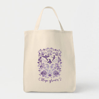 Bolsa Tote A esperança cresce - Lavanda Linocut Bird Inspirat