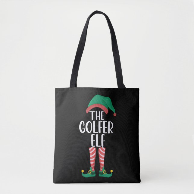 Bolsa Tote A Família Golfer Elf Golf Correspondendo ao Natal (Frente)