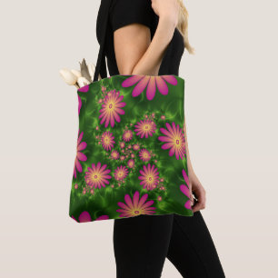 Bolsa Tote A fantasia cor-de-rosa floresce a arte abstrata
